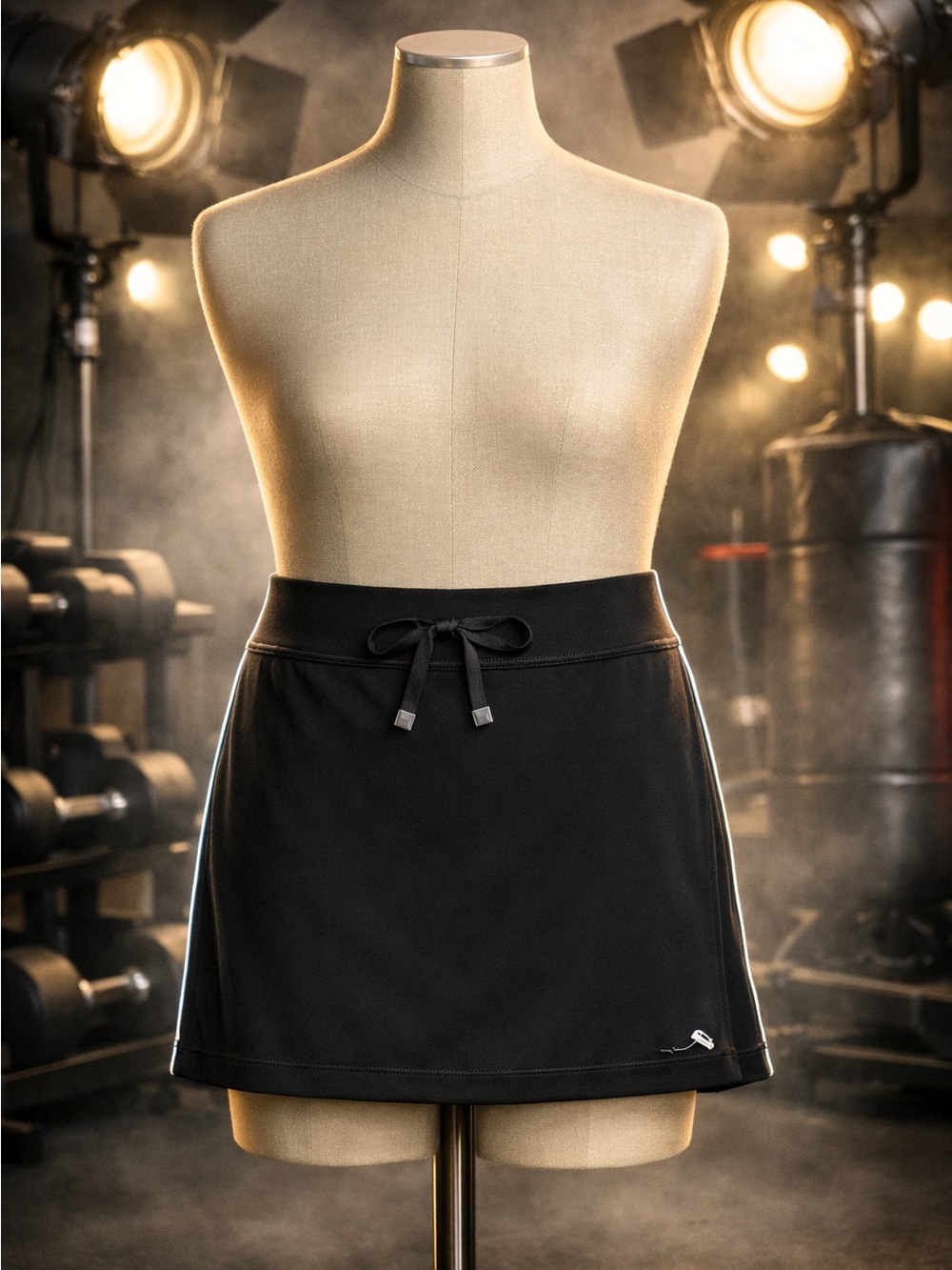 GreenTea Black Drawstring Athletic Mini Skort